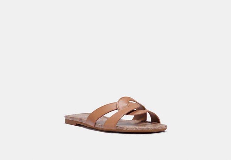 COACH®,ESSIE SANDAL,Leather,Natural,Front View