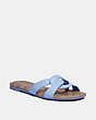 COACH®,ESSIE SANDAL,Leather,Periwinkle,Front View