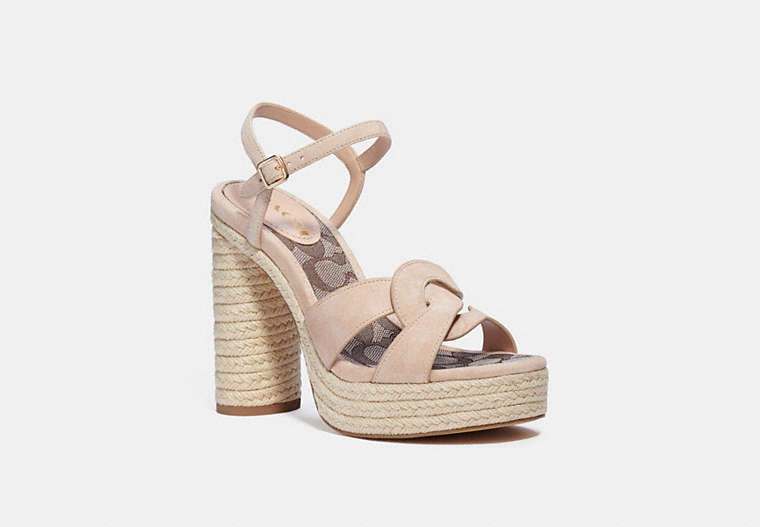 COACH®,TALINA SANDAL,Suede,Beechwood,Front View