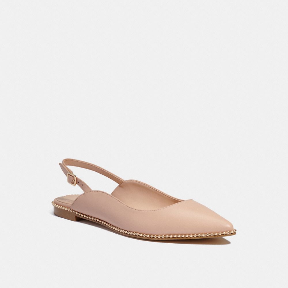 COACH®,Vae Skimmer,Rubber,Leather,Flats,Bead Embellishment,Pull Tab,Work,Casual,,Front View