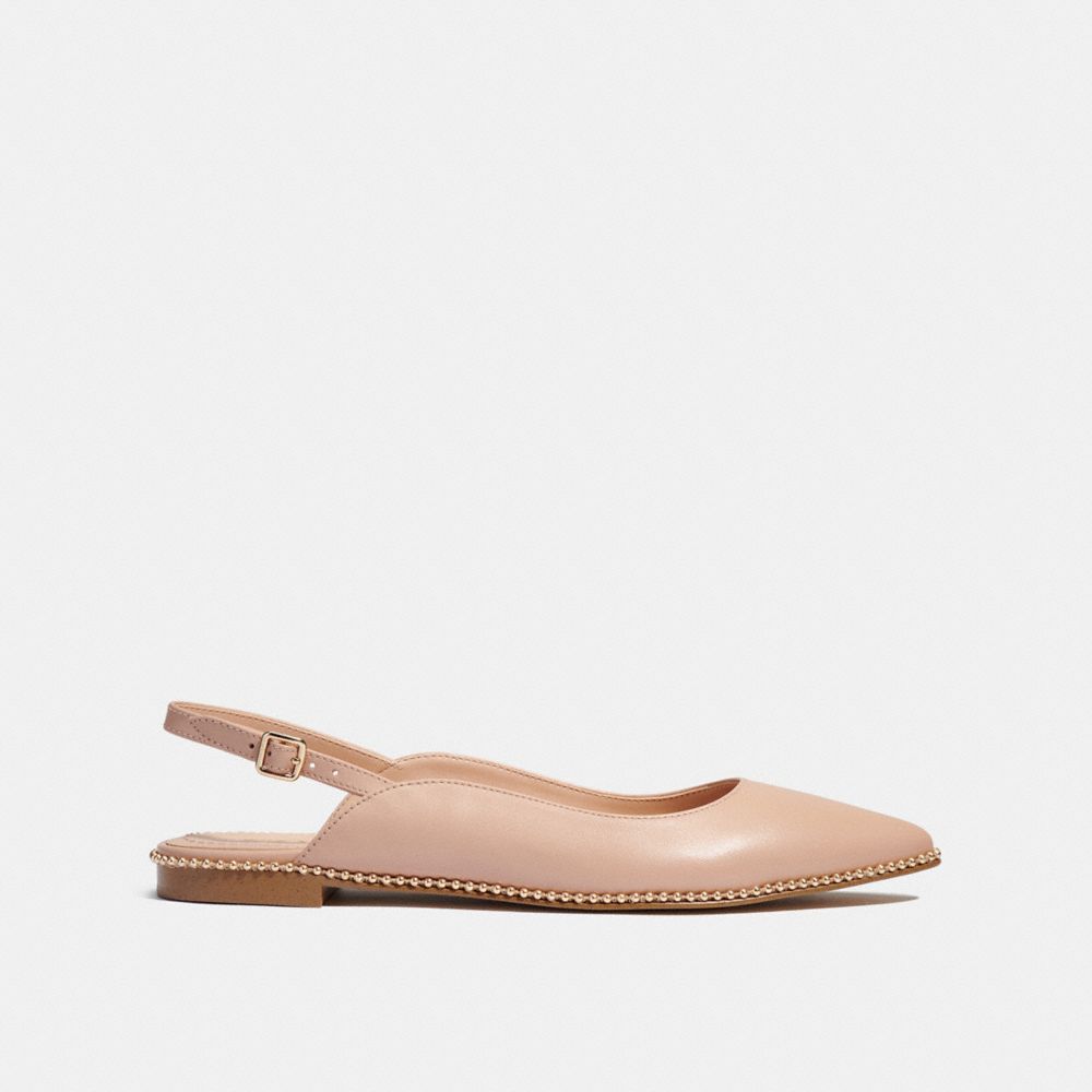 COACH®,Vae Skimmer,Rubber,Leather,Flats,Bead Embellishment,Pull Tab,Work,Casual,,Angle View