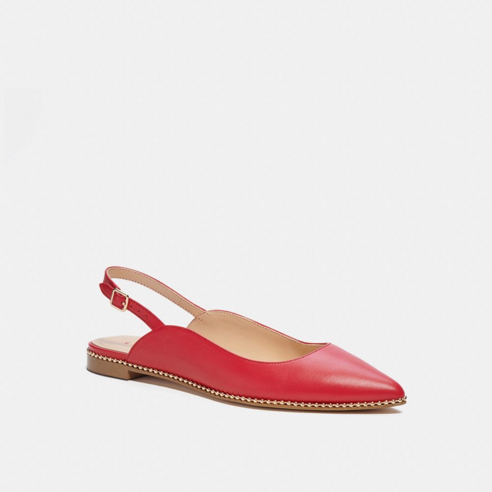 COACH®,Vae Skimmer,Rubber,Leather,Flats,Bead Embellishment,Pull Tab,Work,Casual,,Angle View