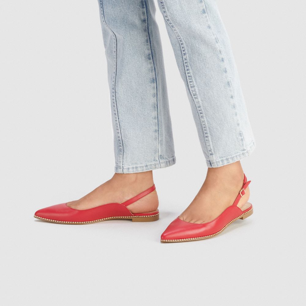 COACH®,Vae Skimmer,Rubber,Leather,Flats,Bead Embellishment,Pull Tab,Work,Casual,,Detail View