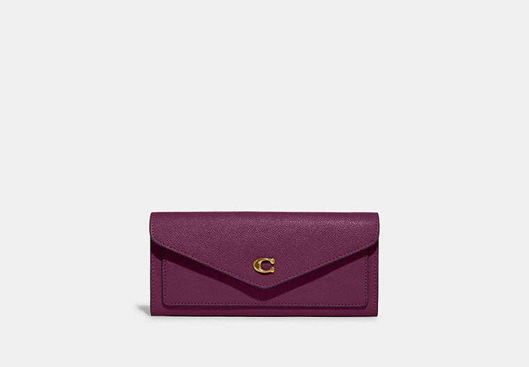 COACH®,WYN SOFT WALLET,Leather,Brass/Deep Berry,Front View