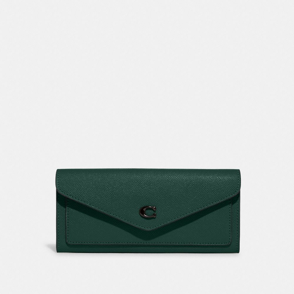 COACH®,WYN SOFT WALLET,Pewter/Forest,Front View image number 0
