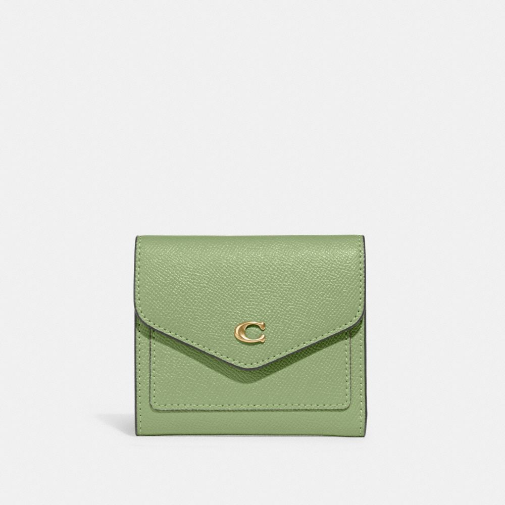 COACH®,WYN SMALL WALLET,Cuir Cross-grain,Laiton/Pistache pâle,Front View