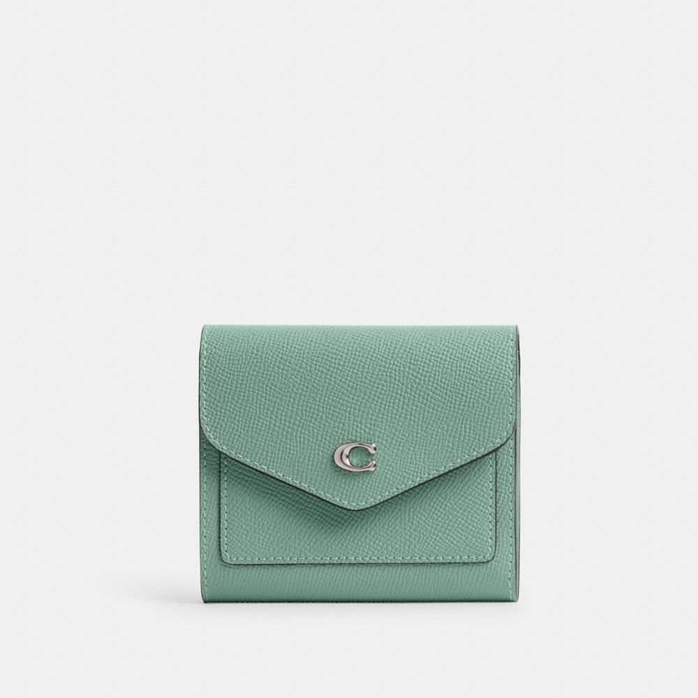 COACH®,WYN SMALL WALLET,Crossgrain Leather,Lh/Aquamarine,Front View image number 0