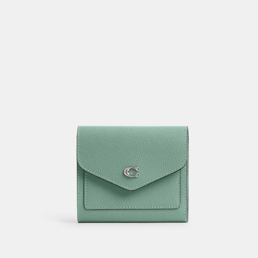 COACH®,WYN SMALL WALLET,Crossgrain Leather,Lh/Aquamarine,Front View