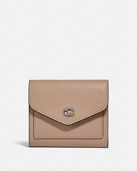 COACH®,PETIT PORTEFEUILLE WYN,PITONE LUCIDO,Nickel antique clair/Taupe,Front View