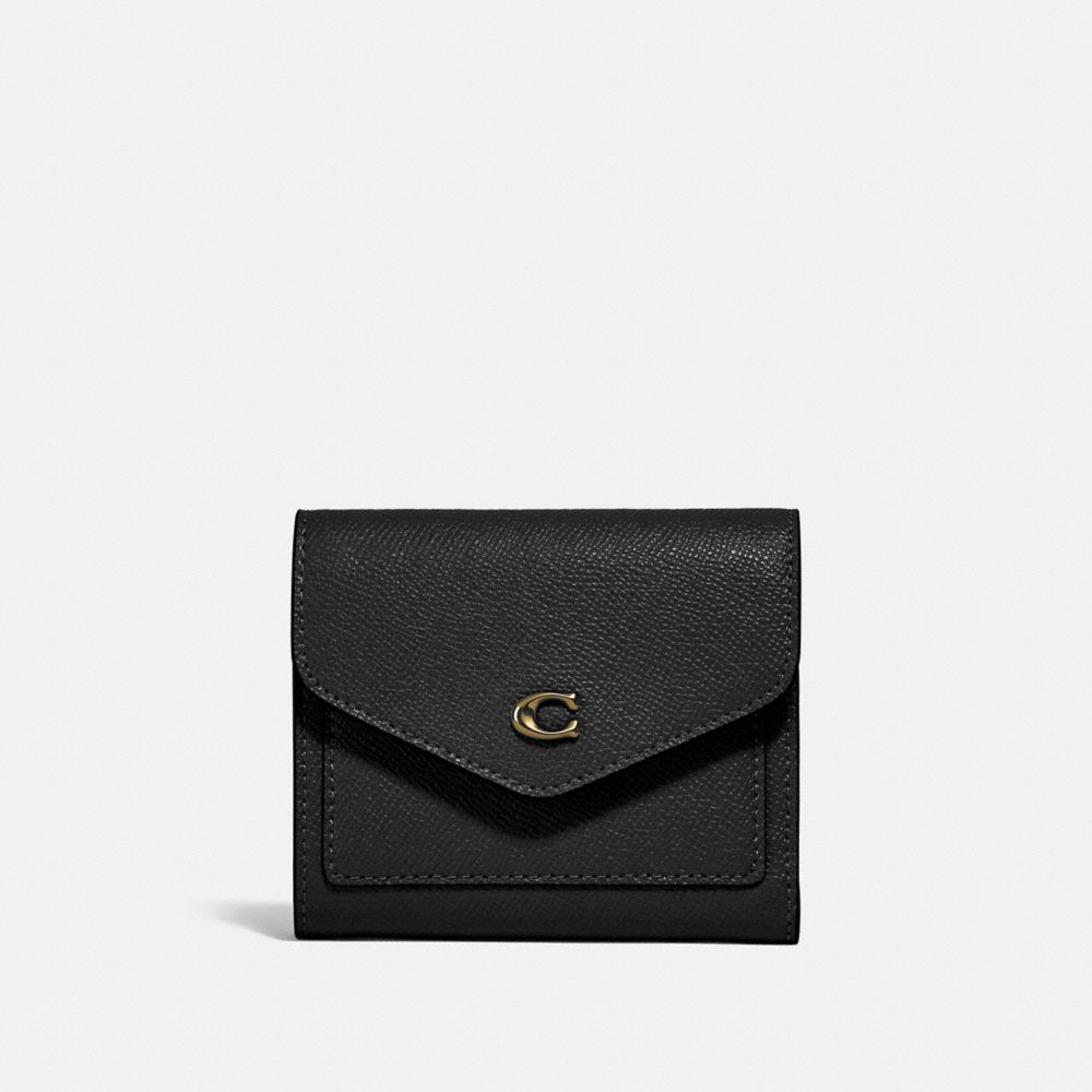 COACH®,WYN SMALL WALLET,Crossgrain Leather,Light Gold/Black,Front View image number 0