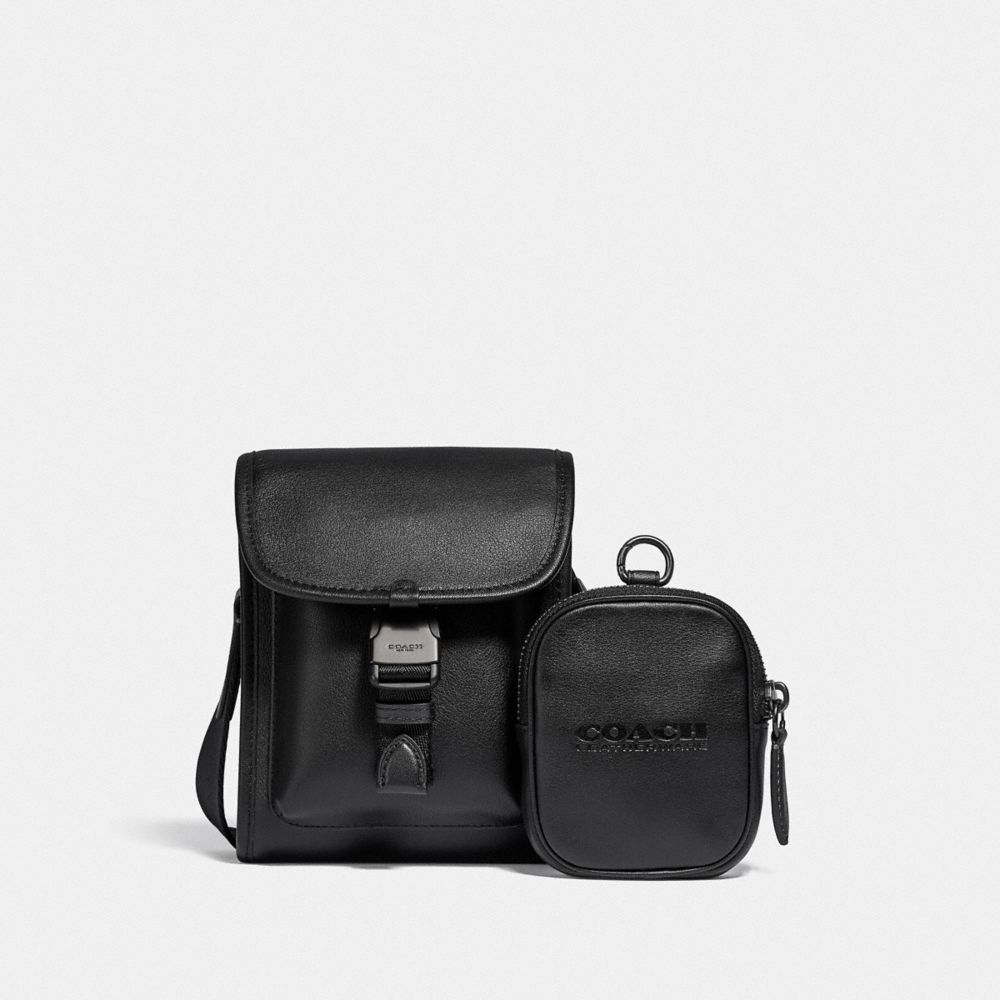 COACH®,CHARTER NORTH/SOUTH CROSSBODY WITH HYBRID POUCH,Smooth Leather,Mini,Black,Front View