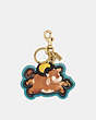 COACH®,LUNAR NEW YEAR OX BAG CHARM IN SIGNATURE CANVAS,Smooth Leather,Brass/Brown Teal,Front View