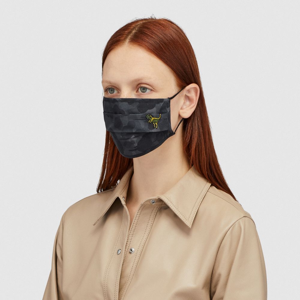 COACH®,Rexy Face Mask With Camo Print,,Detail View