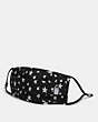 COACH®,SHARKY FACE MASK WITH STAR PRINT,Mixed Material,Black,Front View