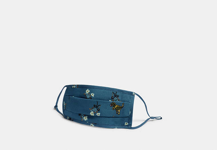 COACH®,REXY FACE MASK WITH FLORAL PRINT,Mixed Material,BLUE,Front View