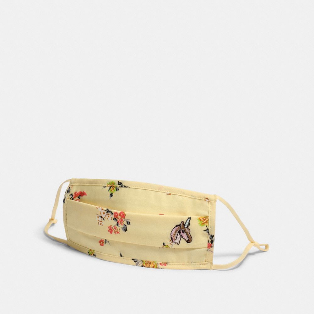 COACH®,UNI FACE MASK WITH FLORAL PRINT,Mixed Material,YELLOW,Front View image number 0