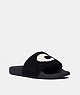 COACH®,ULLA SLIDE,Shearling/Fabric,Black,Front View