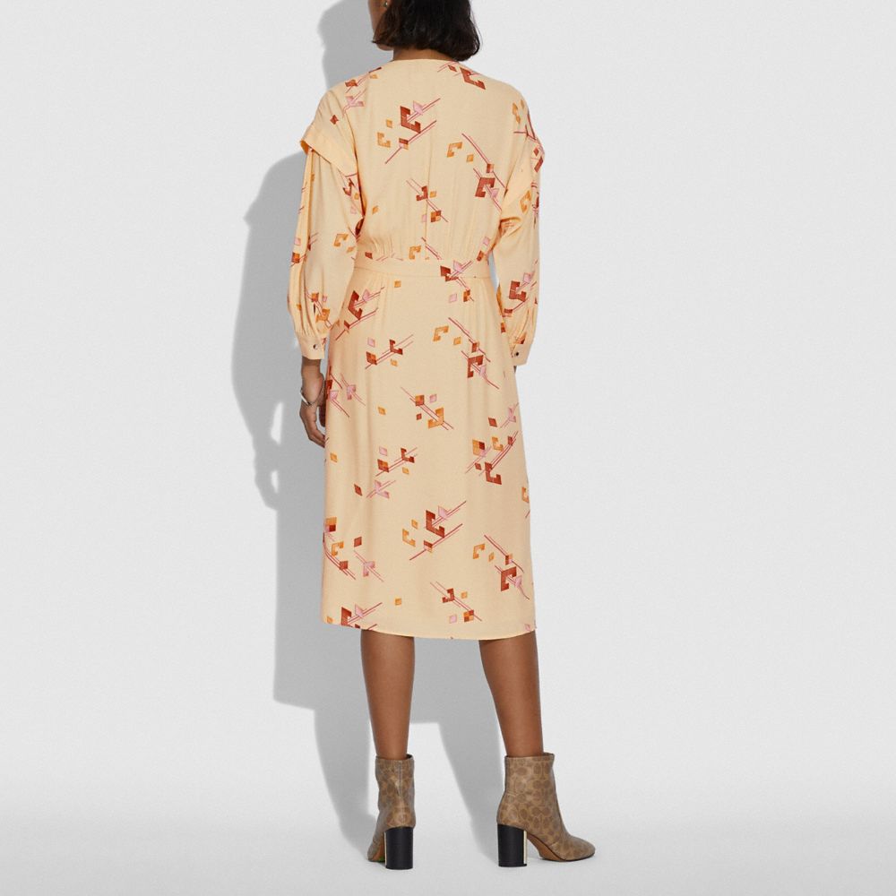 COACH®,Crepe Draped Midi Dress,,Scale View