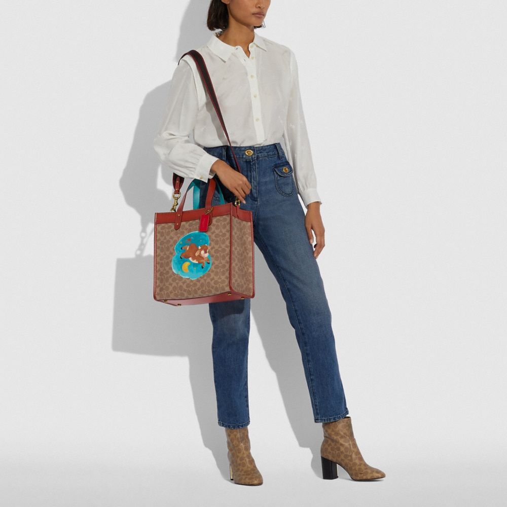 COACH®,Lunar New Year Field Tote In Signature Canvas With Ox,,Detail View