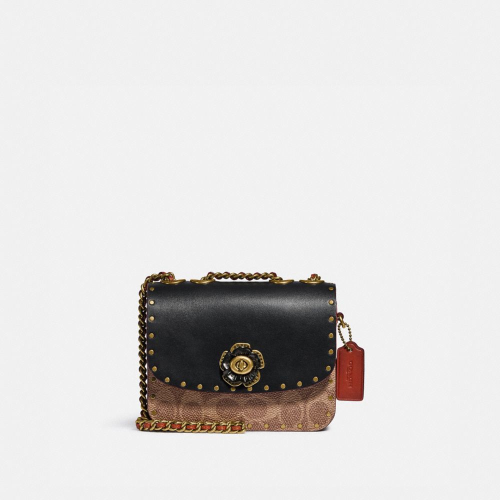 COACH®,Madison Shoulder Bag 16 In Signature Canvas With Rivets,,Front View