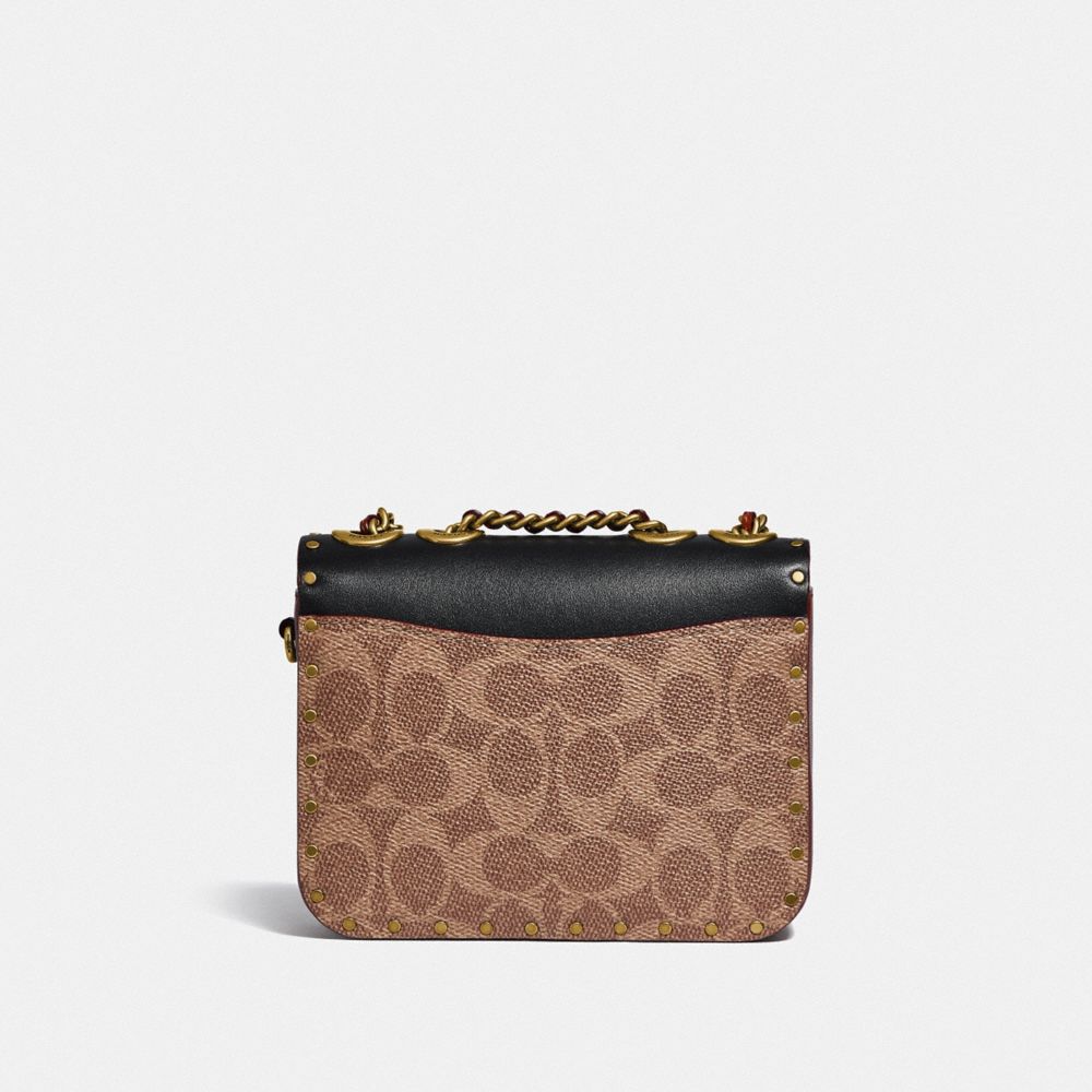 COACH®,Madison Shoulder Bag 16 In Signature Canvas With Rivets,,Back View