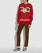 COACH®,HORSEHEAD INTARSIA SWEATER,wool,Red.,Scale View