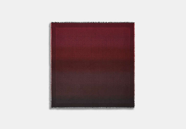 COACH®,SIGNATURE OMBRE OVERSIZED SQUARE SCARF,Cotton/Modal,Wine,Front View