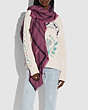 COACH®,HORSE AND CARRIAGE PRINT JACQUARD OVERSIZED SQUARE SCARF,Silk/Cotton,Black Cherry,Detail View