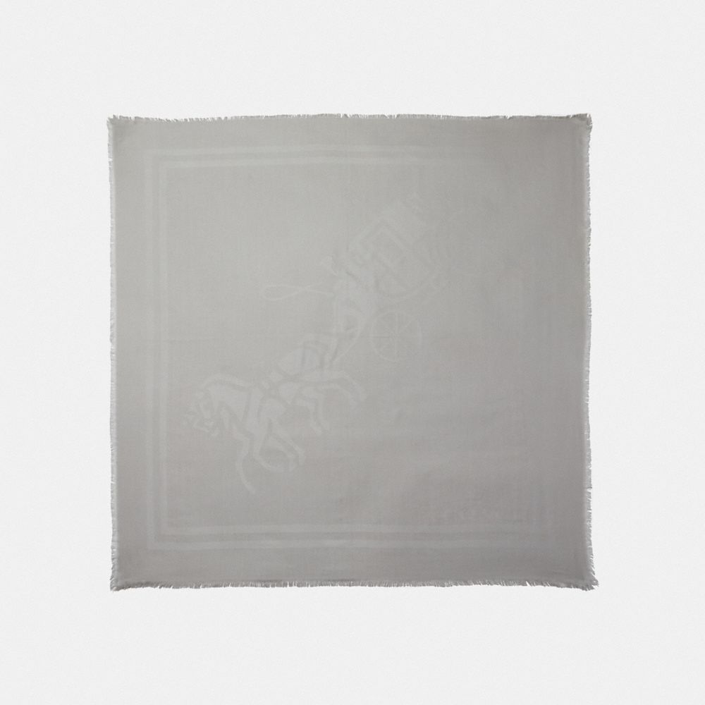 Grande écharpe carrée avec imprimé cheval et calèche en jacquard