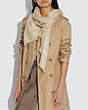 COACH®,HORSE AND CARRIAGE PRINT JACQUARD OVERSIZED SQUARE SCARF,Silk/Cotton,Chalk/Neutral,Detail View