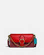 COACH®,LUNAR NEW YEAR BEAT CROSSBODY CLUTCH IN COLORBLOCK SIGNATURE CANVAS,Smooth Leather,Mini,Brass/Tan Electric Red Multi,Front View
