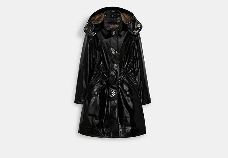 COACH®,RAINCOAT WITH SIGNATURE LINING,Other,Black,Front View