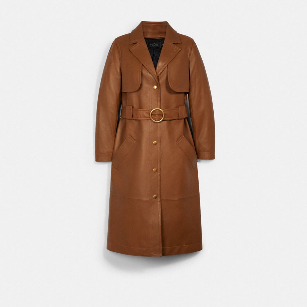 Coach leather sale trench coat