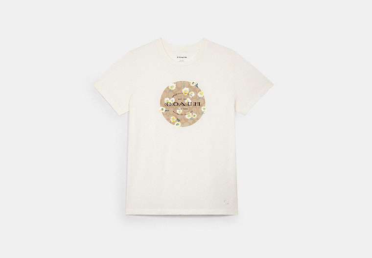 COACH®,SIGNATURE DAISY EMBROIDERED T-SHIRT,cotton,White,Front View