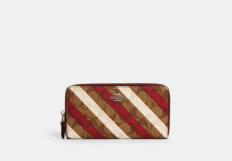 Accordion Zip Wallet In Signature Canvas With Diagonal Stripe Print