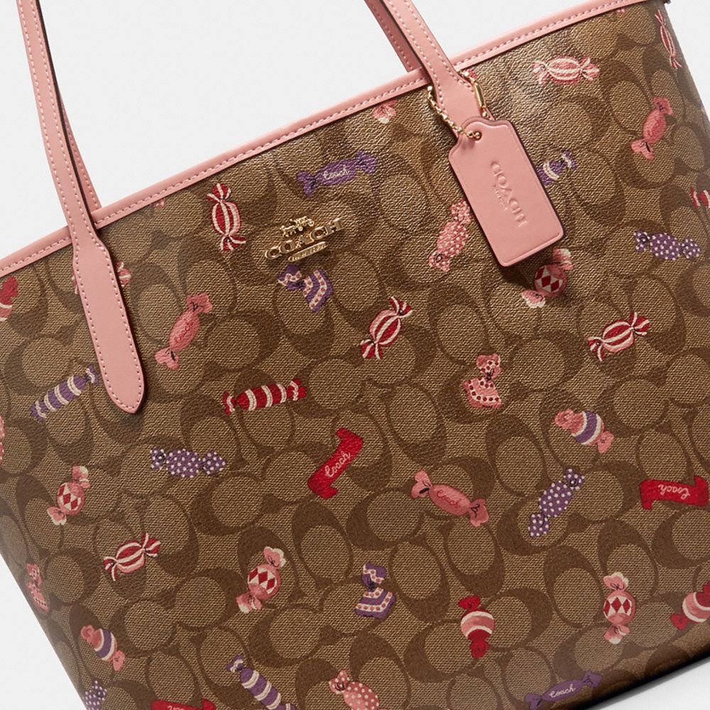 COACH Outlet City Tote In Signature Canvas With Candy Print