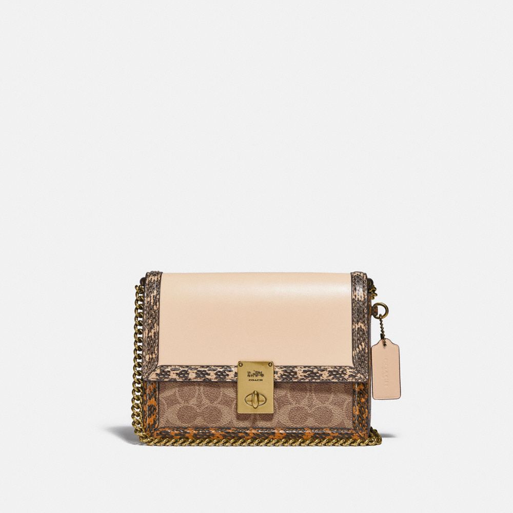 Hutton Shoulder Bag In Signature Canvas With Snakeskin Detail