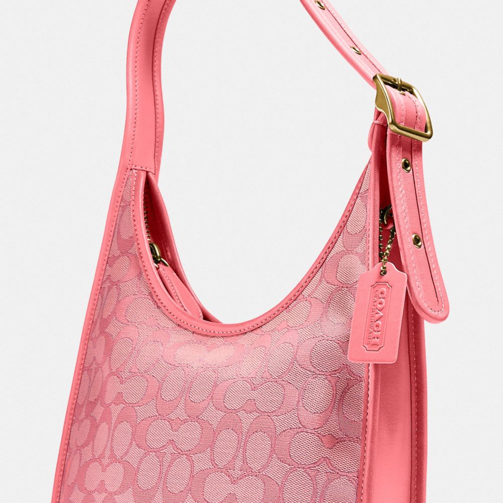 Coach Ergo Medium Shoulder Bag Signature Jacquard Taffy Pink