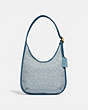 COACH®,ERGO SHOULDER BAG IN SIGNATURE JACQUARD,Jacquard/Smooth Leather,Medium,Brass/Marble Blue Azure,Front View