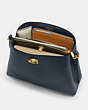 COACH®,WILLOW SHOULDER BAG IN COLORBLOCK,Pebble Leather,Medium,Pewter/Forest,Inside View, Top View