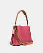 COACH®,WILLOW SHOULDER BAG IN COLORBLOCK,Pebble Leather,Medium,Brass/Rouge Multi,Angle View