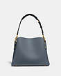 COACH®,WILLOW SHOULDER BAG IN COLORBLOCK,Refined Pebble Leather,Medium,Brass/Denim,Back View
