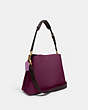 COACH®,WILLOW SHOULDER BAG IN COLORBLOCK,Pebble Leather,Medium,Brass/Deep Berry Multi,Angle View