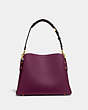 COACH®,WILLOW SHOULDER BAG IN COLORBLOCK,Pebble Leather,Medium,Brass/Deep Berry Multi,Back View