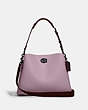 COACH®,WILLOW SHOULDER BAG IN COLORBLOCK,Pebble Leather,Medium,Pewter/Ice Purple Multi,Front View