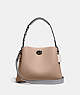 COACH®,WILLOW SHOULDER BAG IN COLORBLOCK,Pebble Leather,Medium,Pewter/Taupe Multi,Front View