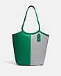 COACH®,BEA TOTE IN COLORBLOCK,Smooth Leather,Large,Brass/Green Granite Multi,Front View