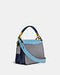 COACH®,BEAT SHOULDER BAG IN COLORBLOCK,Smooth Leather,Brass/Azure Multi,Angle View