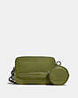 COACH®,CHARTER CROSSBODY WITH HYBRID POUCH,Refined Pebble Leather,Mini,Olive Green,Front View