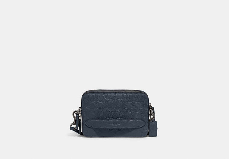 COACH®,CHARTER CROSSBODY IN SIGNATURE LEATHER,Pebble Leather,Dark Denim,Front View